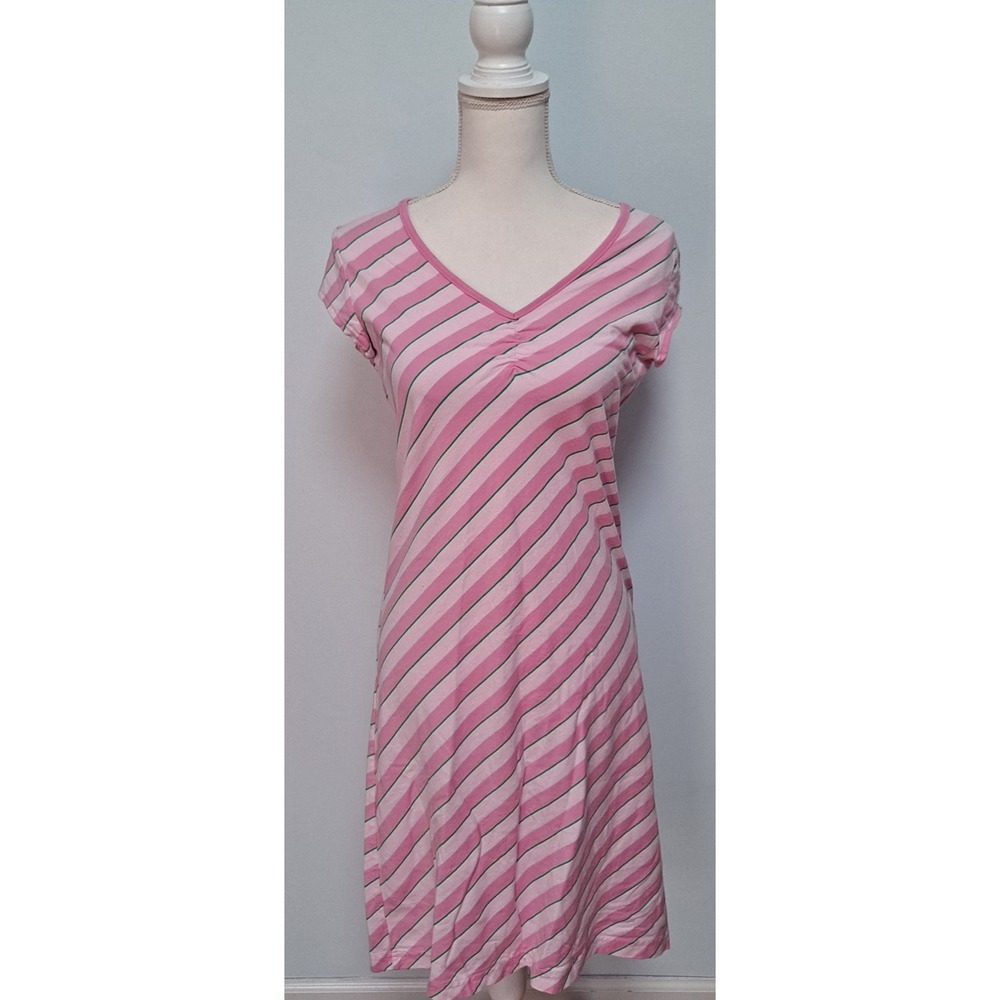 M Tommy Hilfiger Short Sleeve Knit Nightgown Pink/Green Stripes Preppy